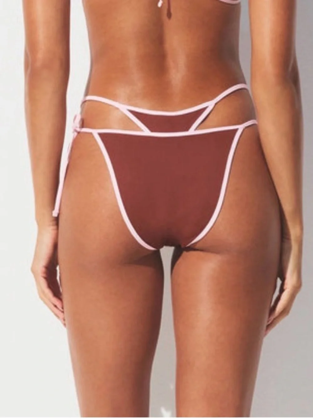 👙 SKIMS Signature Swim Layered Tie Side Bikini Bottom| Henna Contrast | L | NWT